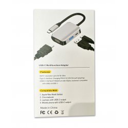 Adaptateur USB C  HUB USB C 8 en 1 vers VGA, HDMI 4K, Ethernet RJ45, Port Type C PD, 2 x USB 3.0 et Lecteur de Carte SD/TF