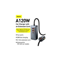 Baseus Chargeur de voiture allume cigare 3U+1C Baseus 120W