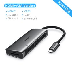 Ugreen USB Lecteur de Carte HUB Adaptateur type C -version HDML&VGA