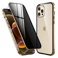 iPhone 14 Pro (Max) - Coque Magnétique anti espion double Face en Verre - Doré