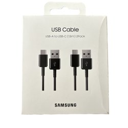 2 Câbles USB / Type-C Samsung - 1,5M - Noir - Retail Box (Origine) - Pack de 2