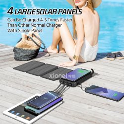 Batterie Externe Chargeur Solaire 20000mAh avec cables intégrés