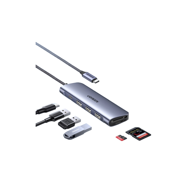 UGREEN Adaptateur USB C 6en1 à Multiport USB 3.0 Lecteur de Carte Micro SD