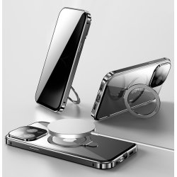 iPhone 15 Pro/Max/15 Plus/15 - étui double Protections magnétique avec support magsafe et protection caméra