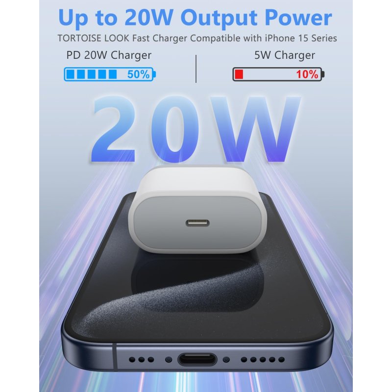 Chargeur Usb C Rapide Pour Téléphone Universel 20w + Câble Usb C 100w Blanc