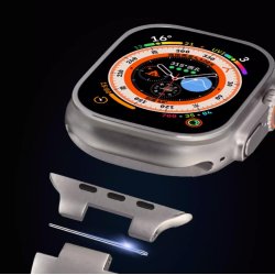 Apple watch 45mm/44mm - Bracelet métal de lux titan gris (protection écran cadre offerte)