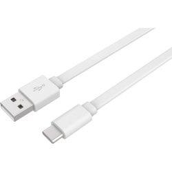 Câble USB C Vers USB Blanc 20cm Plat