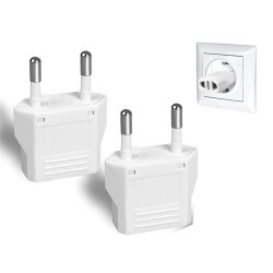 Kit de 2 Plug Adapter US to Europe  - Type C European Travel Adapter, Wall Plug Power Converter for Europe Noir blanc