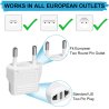 Kit de 2 Plug Adapter US to Europe  - Type C European Travel Adapter, Wall Plug Power Converter for Europe Noir blanc