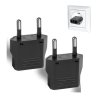 Kit de 2 Plug Adapter US to Europe  - Type C European Travel Adapter, Wall Plug Power Converter for Europe Noir blanc