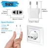 Kit de 2 Plug Adapter US to Europe  - Type C European Travel Adapter, Wall Plug Power Converter for Europe Noir blanc