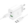 Hoco C80A plus Rapido Charger PD + QC 3A 20W Charger Set pour samsung iphone 15 ipad pro