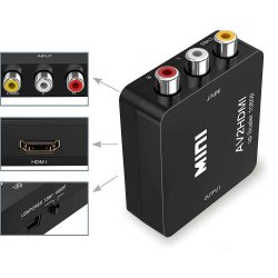 Mini AV RCA CVBS vers HDMI Vidéo Audio Adaptateur pour Caméra, Xbox 360, PS1, PS2, WII, N64, Gamecube, Snes, NES, PSP