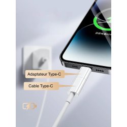 2 Adaptateurs Type C Femelle vers lightning pour iphone 14 /13/12/11/XS max