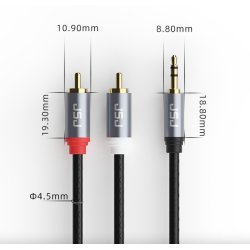 Jack 3.5mm à RCA double prise lotus câble audio 1/2 2 écouteurs câble audio 100cm