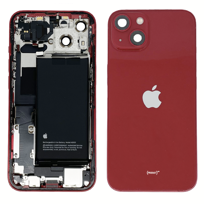 iPhone 13 - Châssis Complet Rouge Connecteur de Charge + Batterie (Origine Demonté) Grade A