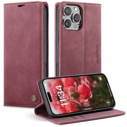 iPhone 16 Pro (Max) - Etui clapet portefeuille rouge caseme