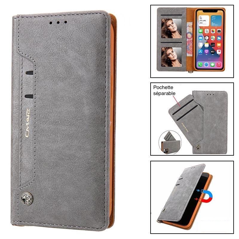 iPhone 16 Pro(Max)16(plus) - Etui clapet portefeuille avec pochette separable