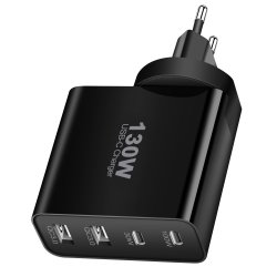 chargeur GaN 130W 4 ports (2x USB, 2x USB C) noir / Blanc