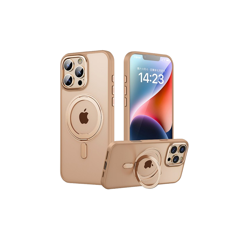 iPhone 16 Pro/Max - Coque Magnétique support magsafe cadre et rondelle dorées