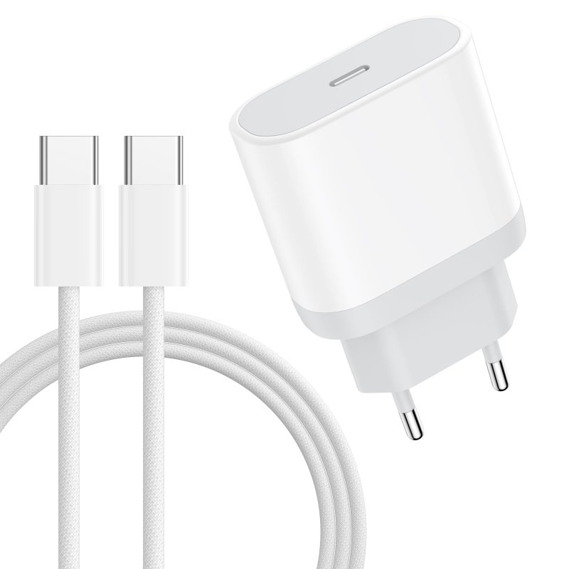 iPhone 16/15 - Kit 20W Chargeur USB C Rapide et 1M Cable USB C Charge Rapide 100cm