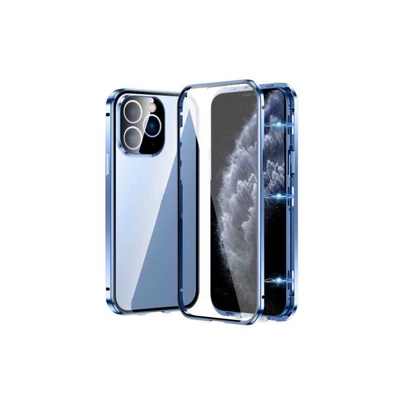 iPhone 15 Pro - Coque Magnétique double Face Verre - bleu foncé