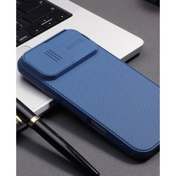 iPhone 16 Pro/Max/16 Plus/16 - Coque noire Nillkin protection caméra amovible - Bleu