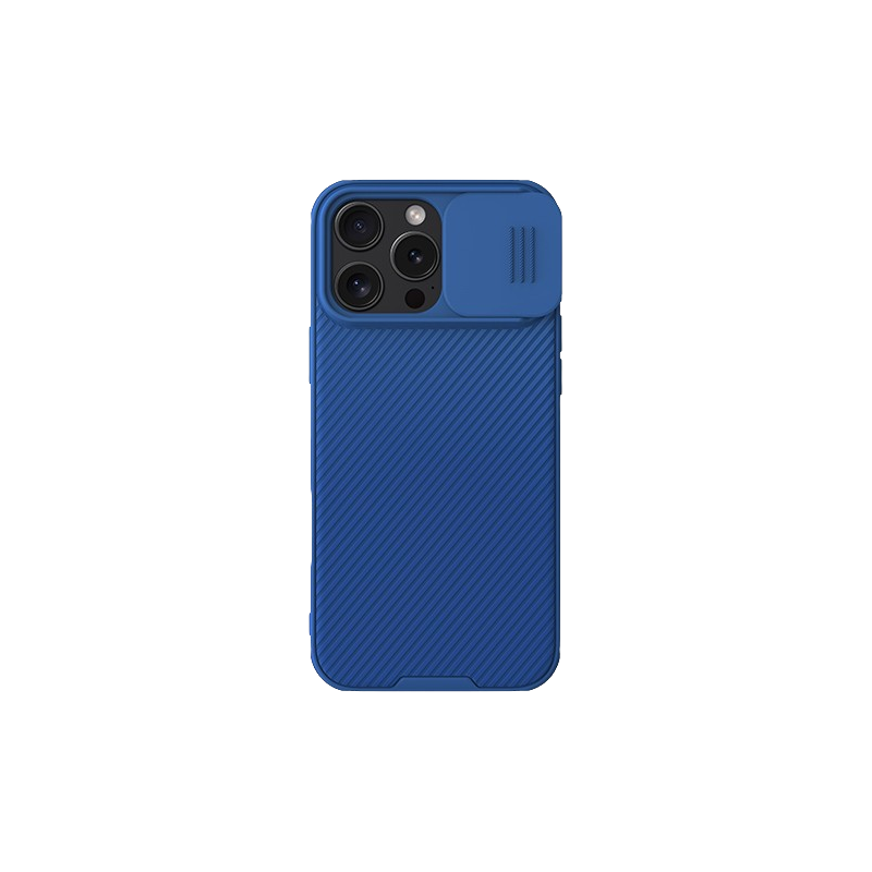 iPhone 16 Pro/Max/16 Plus/16 - Coque noire Nillkin protection caméra amovible - Bleu