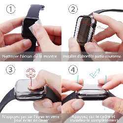 Apple Watch 42mm serie 10 - coque transparente avec verre trempé