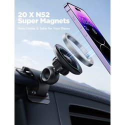 Support Voiture Magnétique JOYROOM 2en1 Compatible MagSafe - Noir