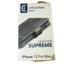 iPhone 12 pro Max - Étui LEATHER SUPREME avec poches cellularline