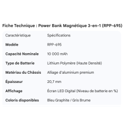 copy of Batterie portable Baseus Charge Rapide 3.0 Puissance Banque 10000 mAh