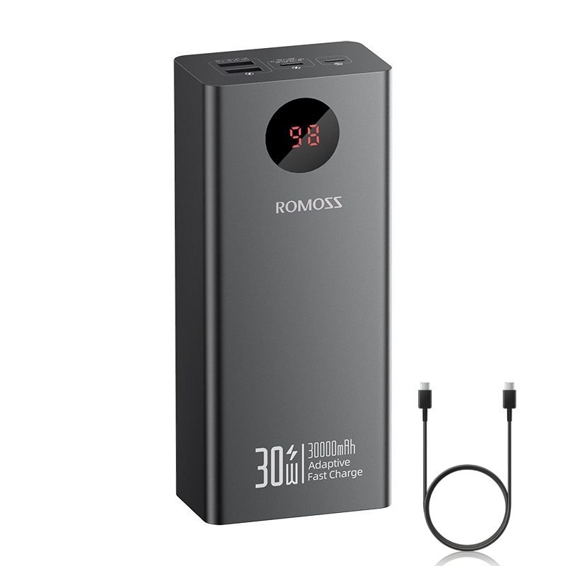 Batterie de secours Romoss avec câbles 30000mAh QC+PD POWER BANK (30W)