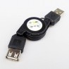 Câble de rallonge USB rétractable en noir longueur 80cm
