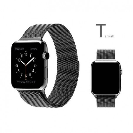 Bracelet 42mm en Noir style Milanais pour Apple Watch