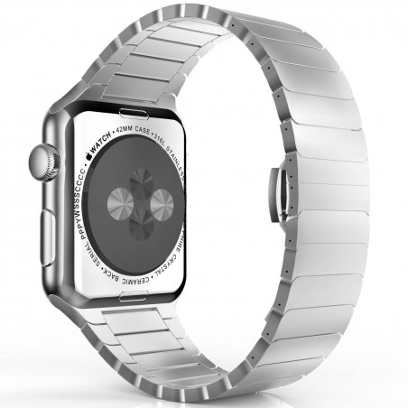Apple watch 42mm -  Bracelet Papillon en acier inoxydable avec Fermoir déployante - Argent
