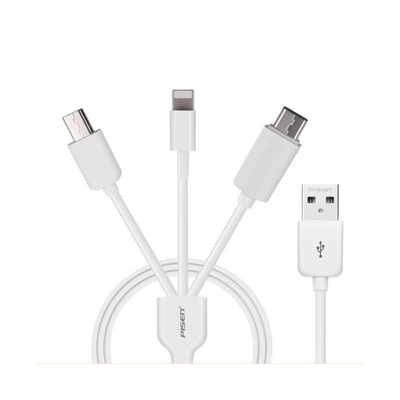Câble chargeur USB PISEN 3 en 1 pour iphone4/5/6 ipad 4 air samsung sony xperia tablette