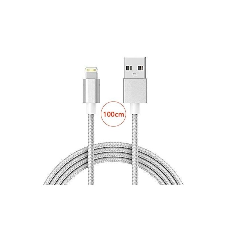 Câble lightning nylon Tressé 100cm Cable Chargeur et Synchronisation pour iPhone